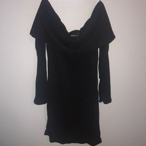 Black off the shoulder sweater dress